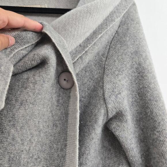 AIDA Italy Wool Open Front Cardigan Sweater L Gray Wrap Draped Cozy Quiet Luxury - Picture 3 of 8